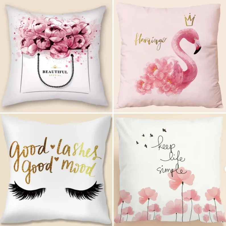

4pcs/set Pink Modern Decorative Pillow Cover 1 Pillow Covers for Home Decor Throw Pillow Covers