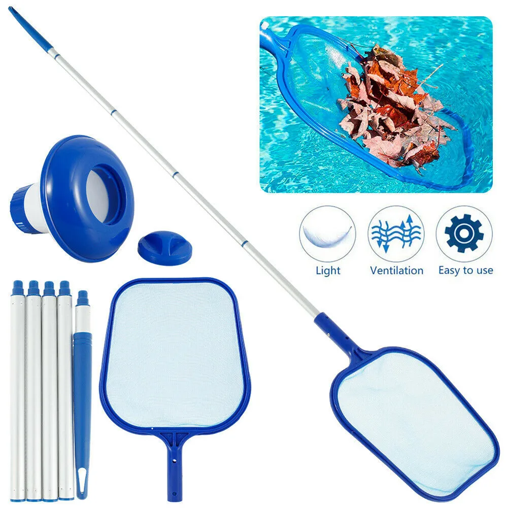 

Pool Tub Cleaning Kit Swimming Pool Leaf Net With Rod Leaf Skimmer Net Scrubbing Sponge Brush Chemical Pill Dispenser Accessory
