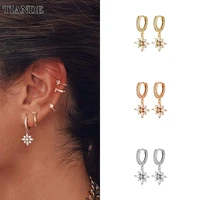 tiande silver color gold plated dangle earrings for women zircon piercing flower hoop drop earrings 2022 jewelry wholesale