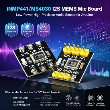 Фото Плата MEMS-микрофона INMP441/MS4030 I2S, низкое энергопотребление, высокая точность для Arduino №1