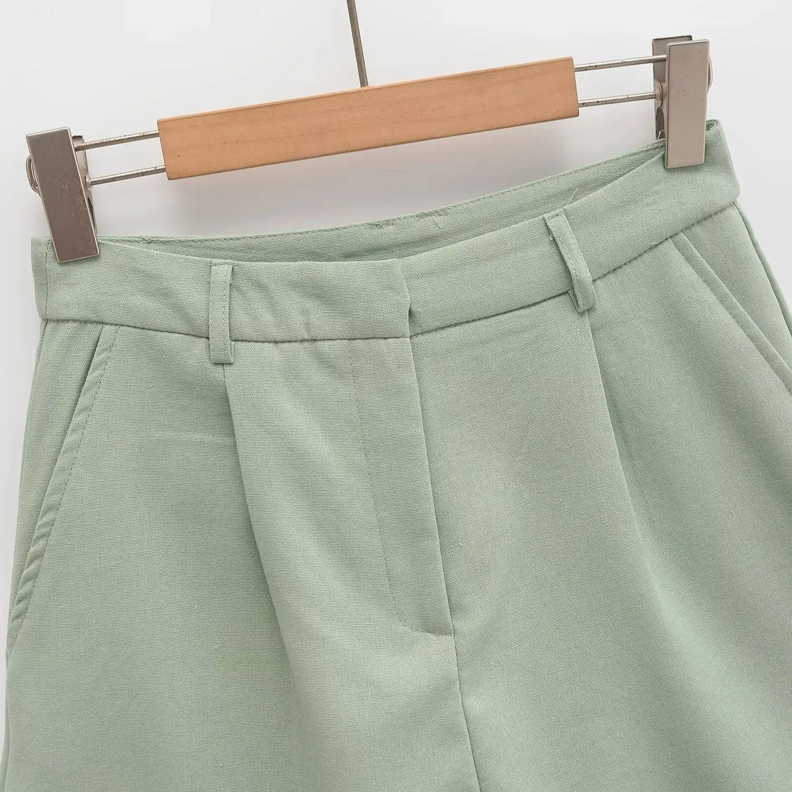 TRAF женские модные шорты-бермуды с боковыми карманами спереди винтажные высокой