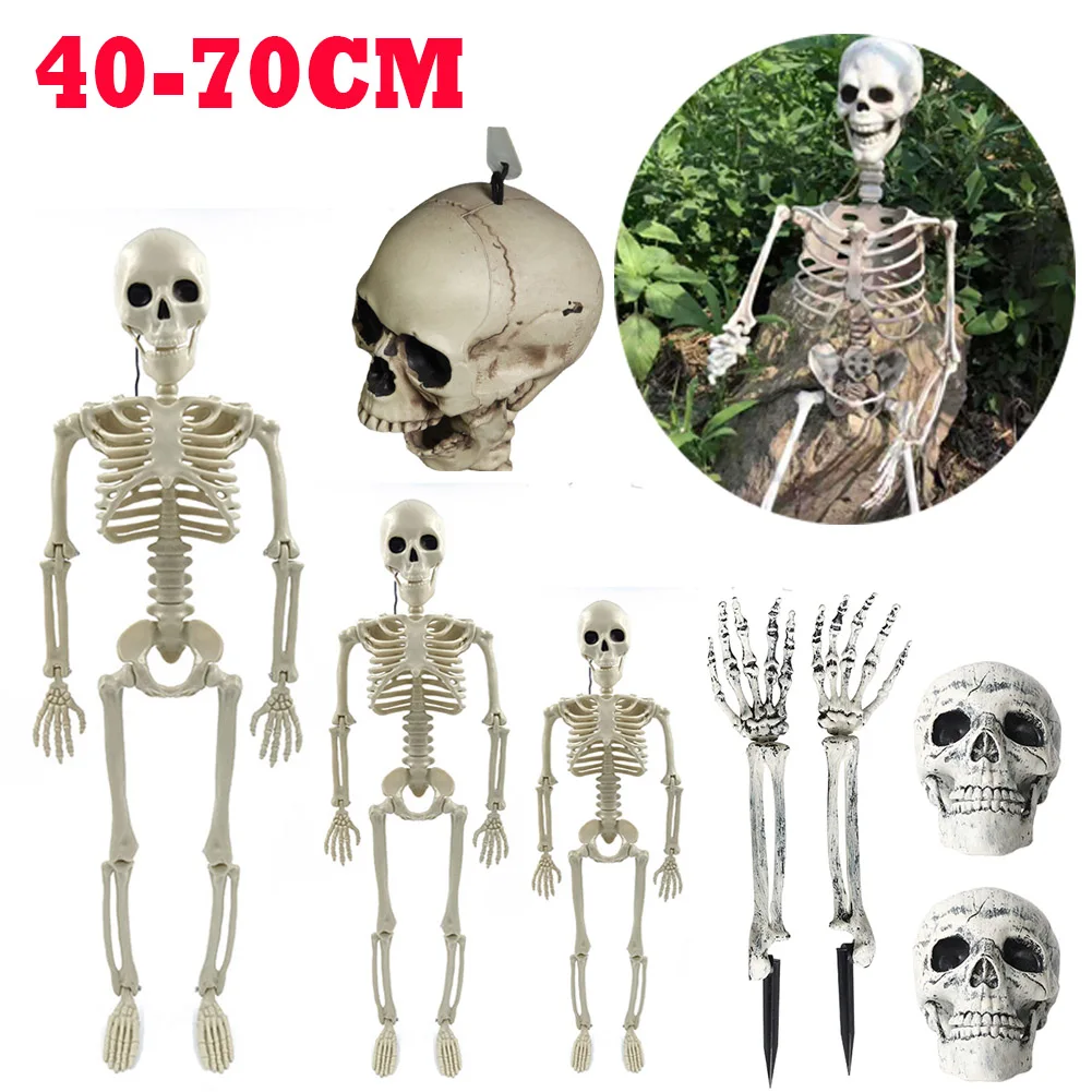 

Halloween Scary Skull Decor Movable/Posable Joints Decorative Skull Sculpture Festival Theme for Yard Garden Patio Haunted House