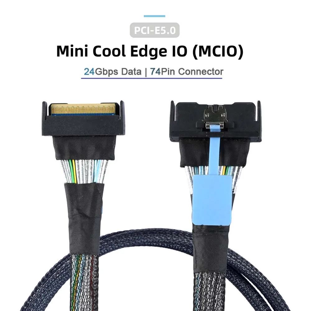 

Chenyang PCI-E 5.0 Mini Cool Edge IO MCIO STR SFF-8654 PCI-E SAS 4.0 8i 74Pin Male to Male SFF-8654 Extender Cable 50cm