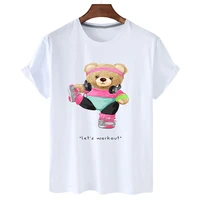 100 cotton yoga bear short sleeve t shirt womens 2022 summer womens casual t shirt short sleeve t shirt mens t shirt s 4xl
