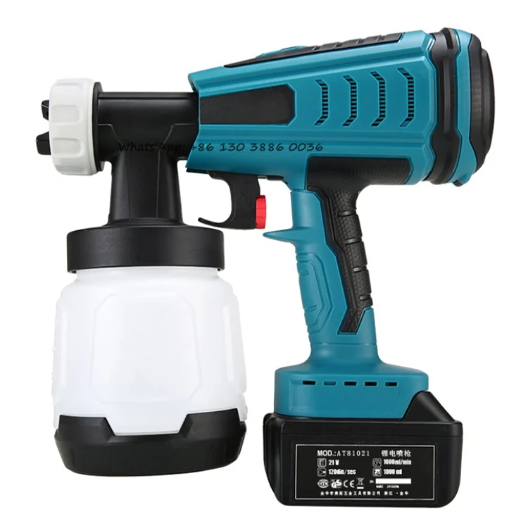 Lithium Battery Li-ion Brushless Cordless Electric Spray Gun Paint Hvlp Portable Sprayer
