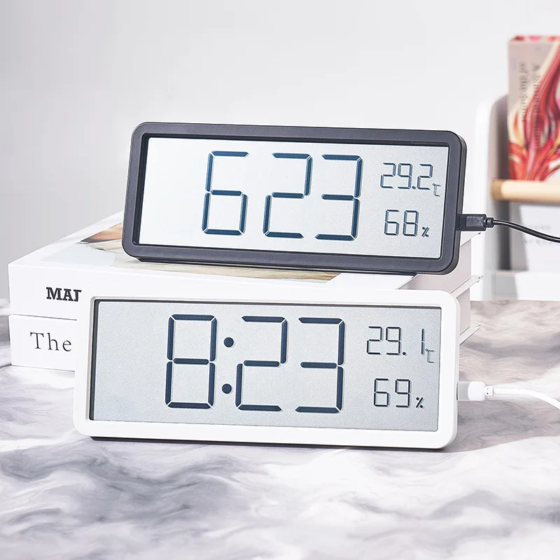 

LCD Screen Ultra-thin Electronic Clock Multifunctional Thermometer Hygrometer Temperature Humidity Digital Clock Battery Powered