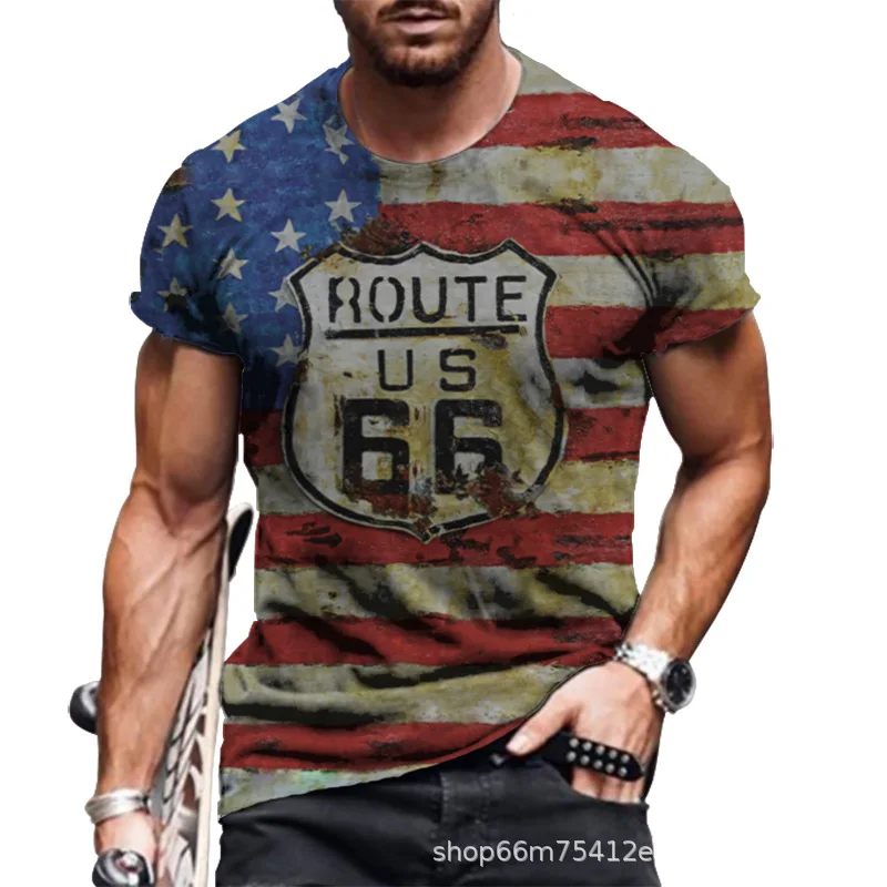 

Mens T-Shirt 2021 Summer Personality 3D Digital Printing Mens Comfortable Short-Sleeve O Neck All-Match Trendy Casual T-Shirt