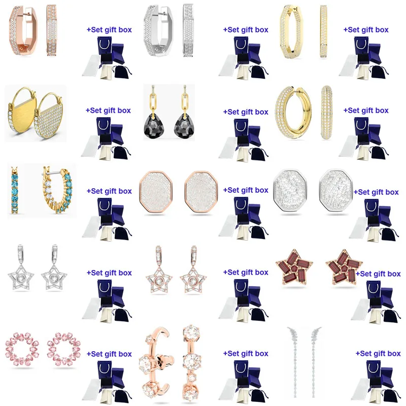 SWA High Quality ED005 Ladies Bella Lover Tears Peas V Word Multicolor Crystal Earrings Jewelry