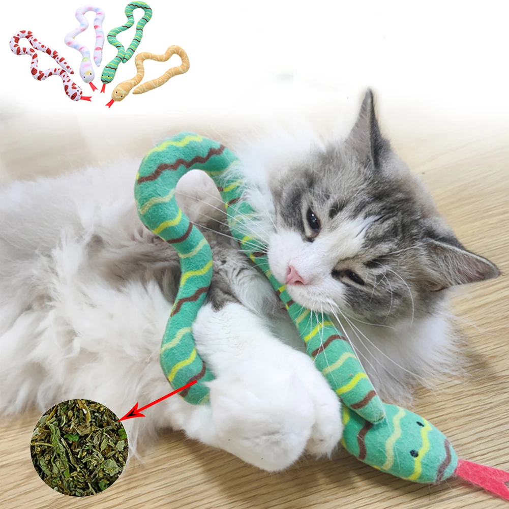 

Funny Snake Catnip Toy Kitten Interactive Cat Teaser Stick Toys Kitty Chew Playing Plush Toy Bite Resistant Molar Training Toys