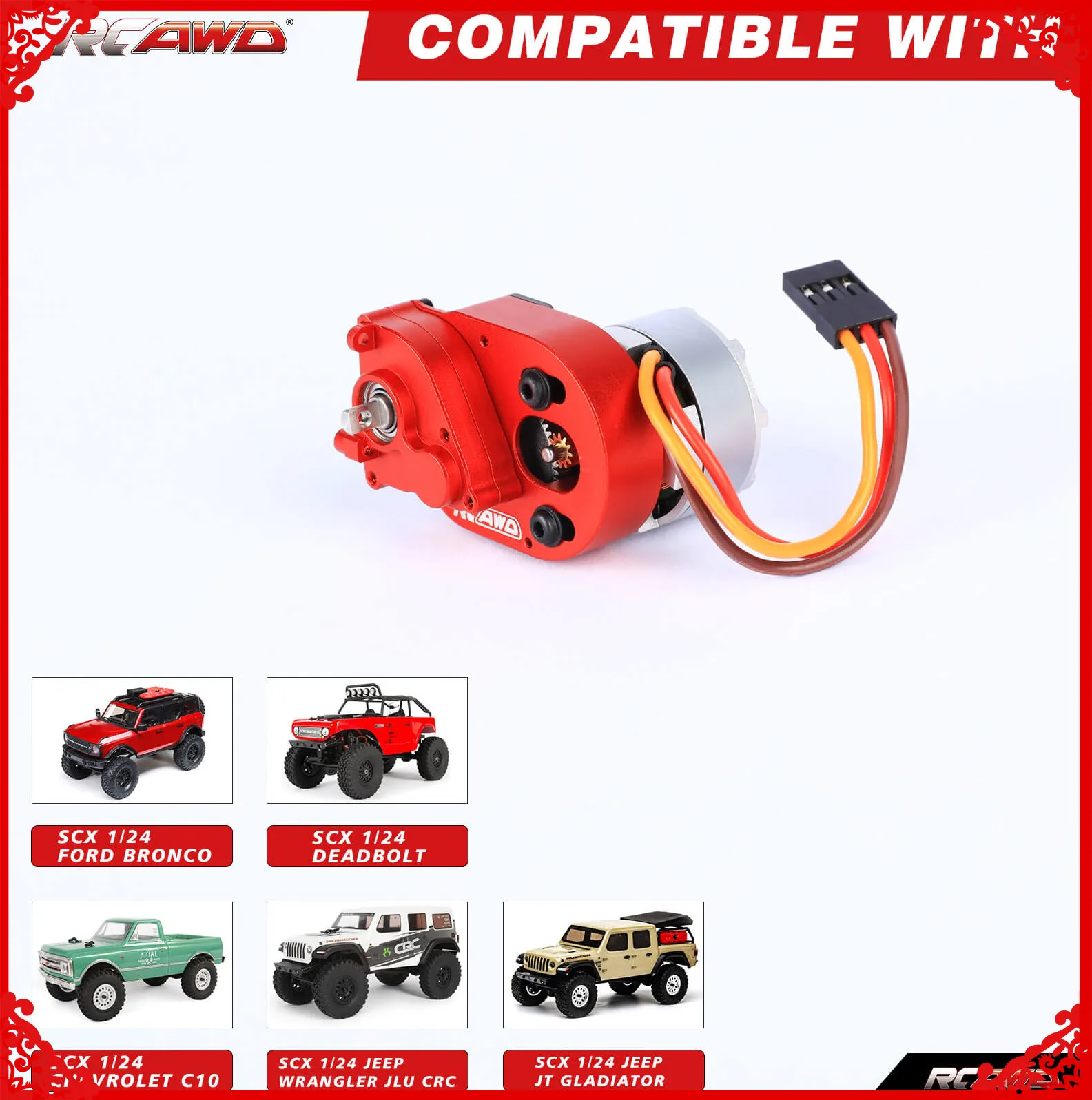 RCAWD коробка передач группа в 1806 2000KV бесщеточный двигатель для осевого 1/24 SCX24 ползунок Запчасти для модификации