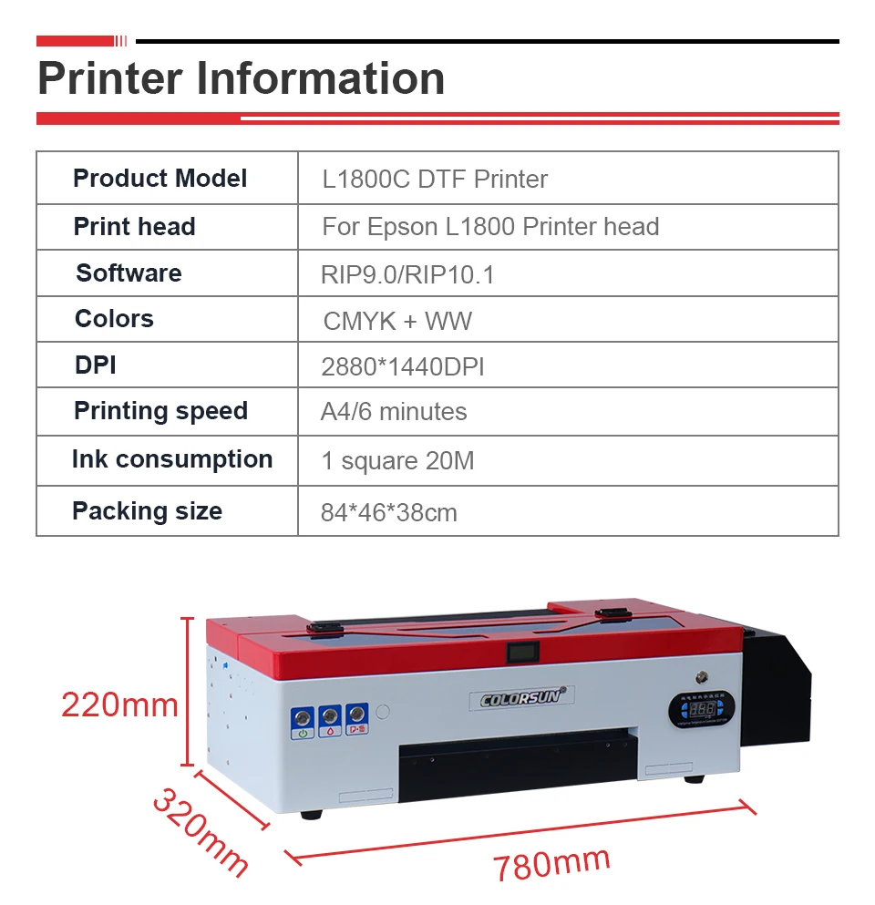 Принтер A3 DTF для Epson L1800 прямая передача на пленочный принтер футболок толстовок
