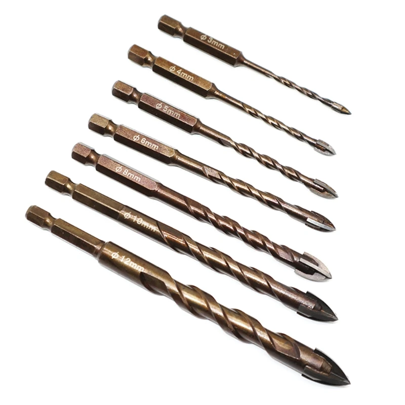 

Hexagonal Handle Cross Alloy Ceramic Four-blade Drill Drill Bit Set Durable Professional Drilling Bits for Tile Glass