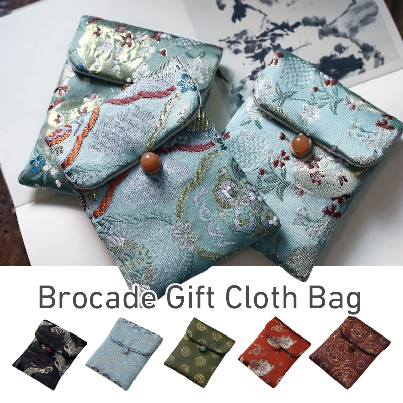 2 Pcs Chinese Style Pouch Bag Embroidered Jacquard Brocade Fragrance Bag Jewelry Storage Bag Gift Bag Small Purse Wallet