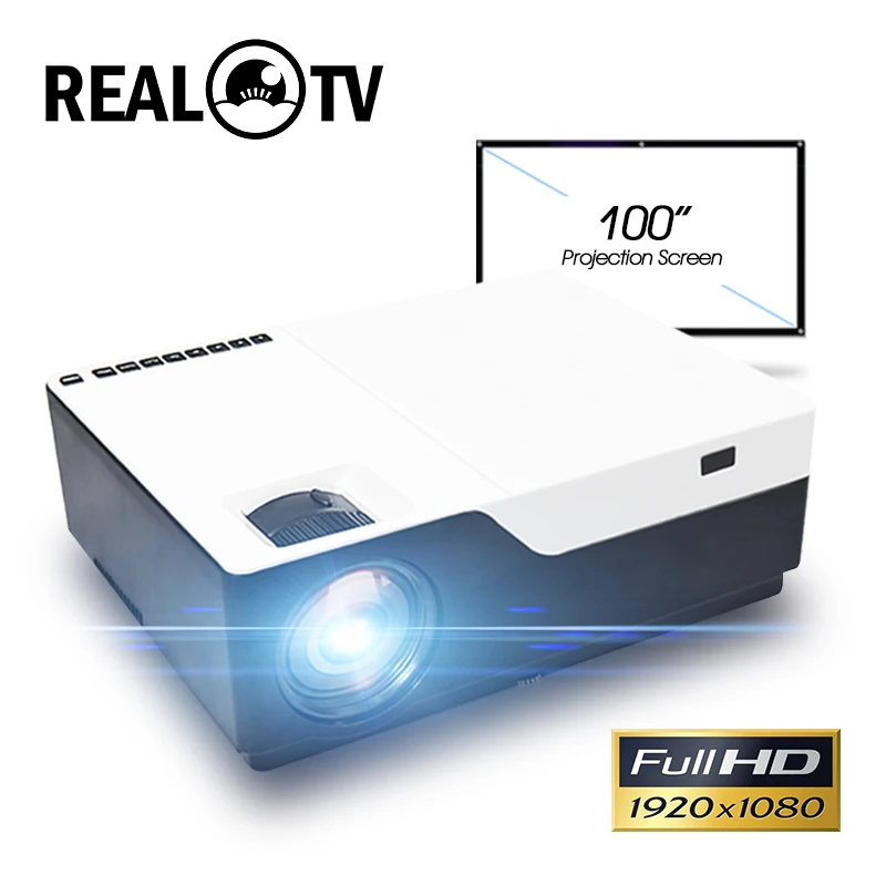 

REAL TV M18 Full HD 1080P Projector 4K 6500 Lumens Cinema Beamer Android WiFi Bluetooth HDMI-compatible VGA AV SD USB with gift