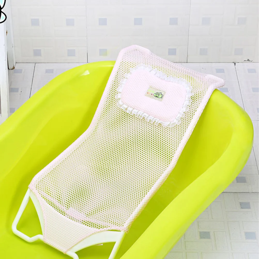 Newborn Infant Safety Anti-slip Security Bath Pad Baby Shower Tub Seat Support (Pink) Net