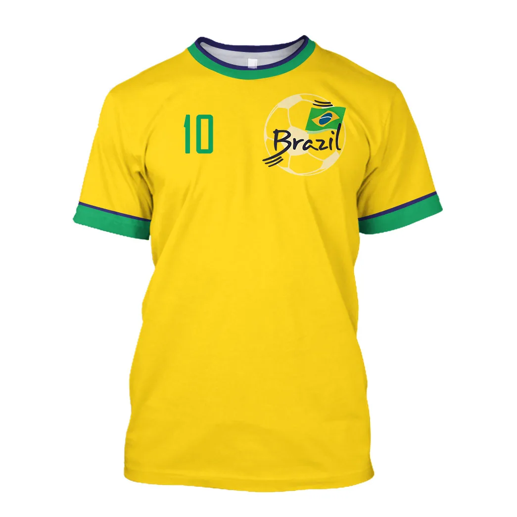 

Fashion Men's T-shirt Brazilian Jersey Flag Selection Football Team Shirt O-Neck Oversized Cotton Short Sleeve Mens Clothing Top