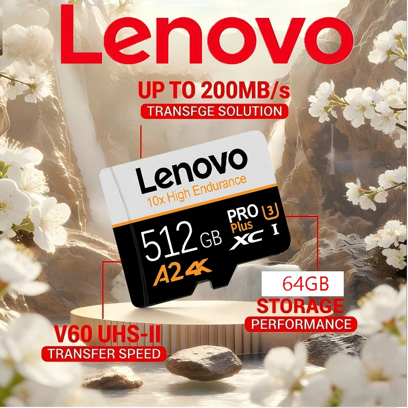 Фото Карты памяти Lenovo TF/Micro SD/SD объемом 512 ГБ, 128 ГБ, 32 ГБ, класс 10, 4K Full HD, быстрая передача данных для iOS/телефонов №1