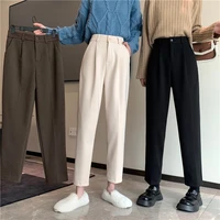 thin straight casual pants men fashion solid color business dress pants men streetwear mens s 2xl loose korean suit pants 859e