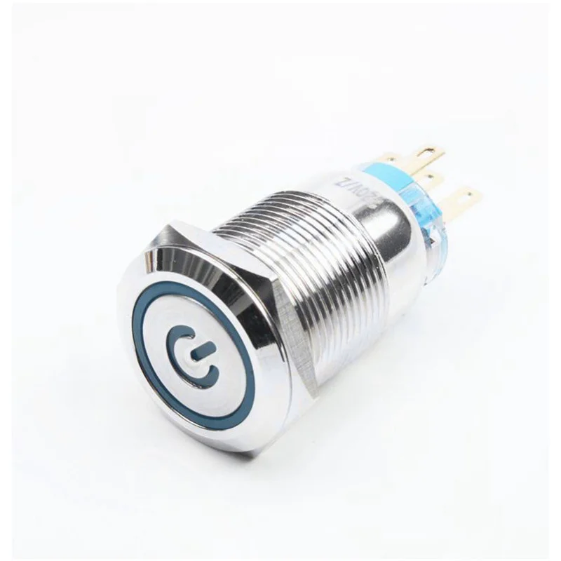 

19mm Metal Pine Push Button SwitchPower sign direct round lighting 1NO 1NC