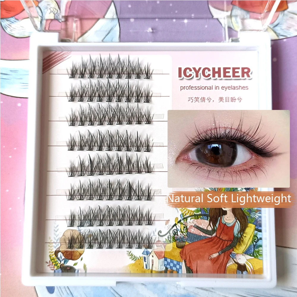 3D Indivual Eyelash Extension DIY Cluster Volume Cross Segmented Fans Thick Eyelashes Natural Icecream Eyelash Easy to Apply