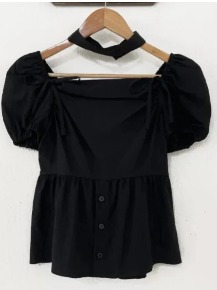 Женский шифоновый пуловер с квадратным вырезом приталенная рубашка кружевным