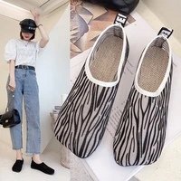 2022 new women shoes zebra print square head flat shoes women breathable cozy lazy loafers summer fashion womens sandals