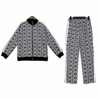 palm angels new trend black and white color matching mens and womens suits couple casual wear