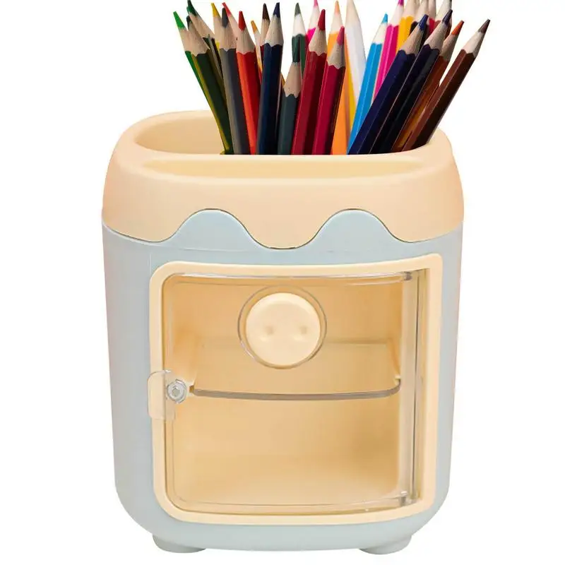 

New Cute Desk Pen Holder Pencil Storage Box School Office Stationery For Kids Pens Storage Brush Stand Storage Box With 2 Layers
