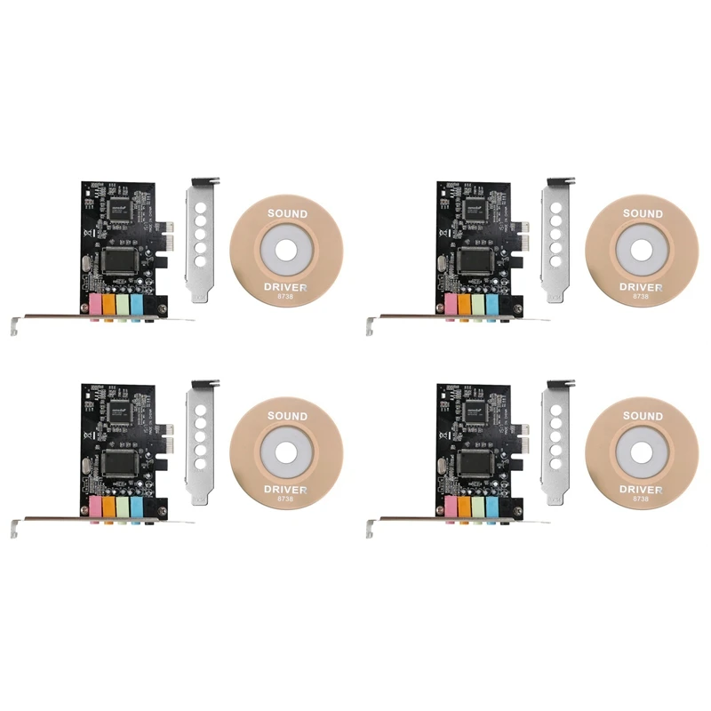 

4х Pcie звуковая карта 5,1, PCI Express объемная 3D Звуковая карта для ПК с высоким прямым звуком и низкопрофильным кронштейном