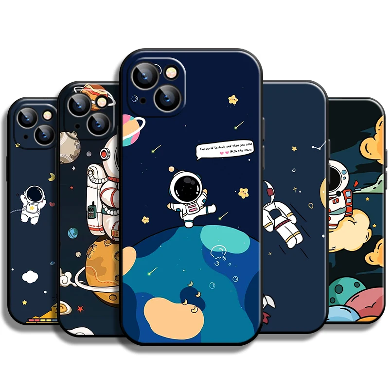 

Astronaut Space Station For Apple iPhone 13 12 11 Pro Mini X XR XS Max SE 5 6 6S 7 8 Plus Phone Case Carcasa Silicone Cover