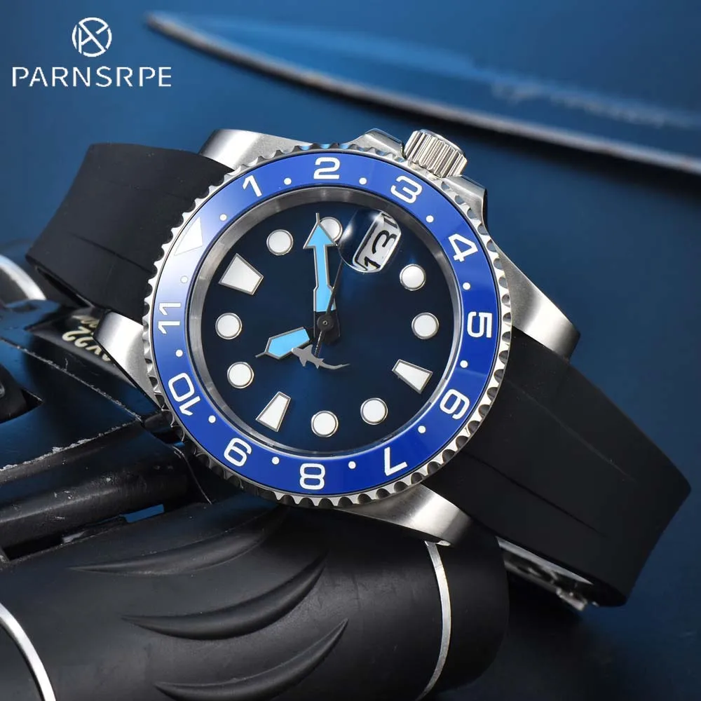 

Часы мужские механические с синим керамическим циферблатом, 100 м