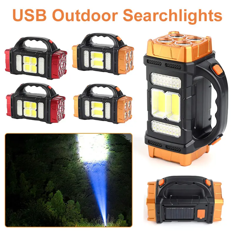

LED Floodlight Waterproof Solar Portable Lantern Non-slip COB Side Lights Power Bank 4 Light Source Modes USB Charging