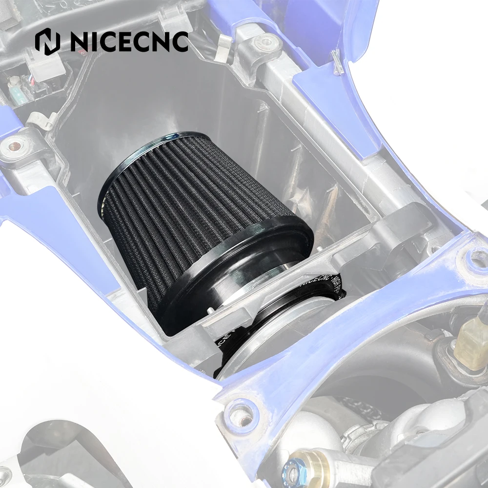NiceCNC-filtro de aire de alto rendimiento, adaptador para Yamaha YFZ450R YFZ 450R 2009-2022 2021 2020 ATV, de aluminio, negro, azul y rojo