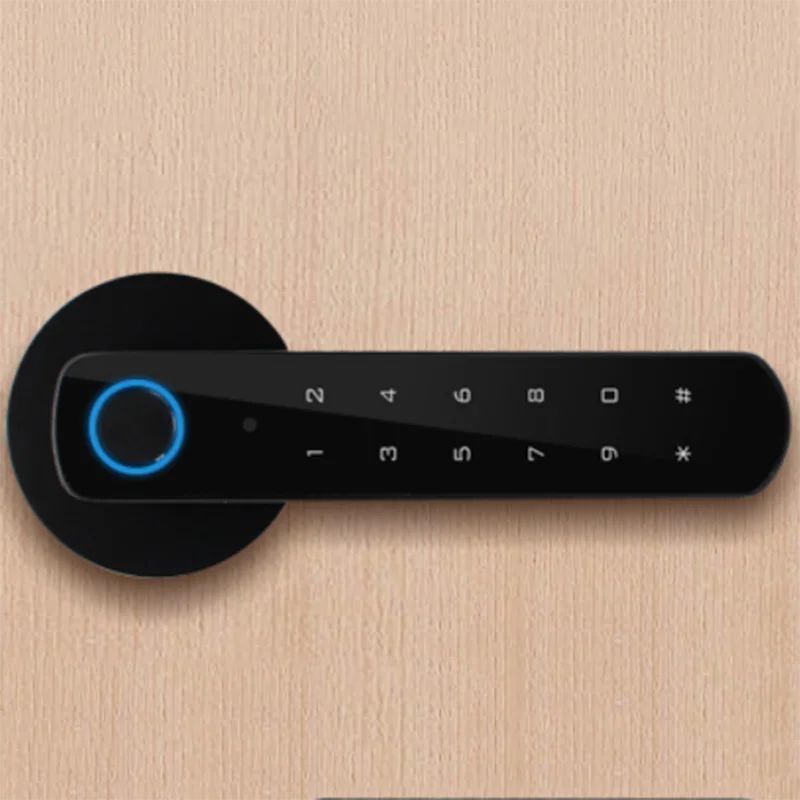 

Wired Smart Door Locks Portable Hotel Security Door Handles Smart Lock Black Keyless Cerradura Inteligente Home Security