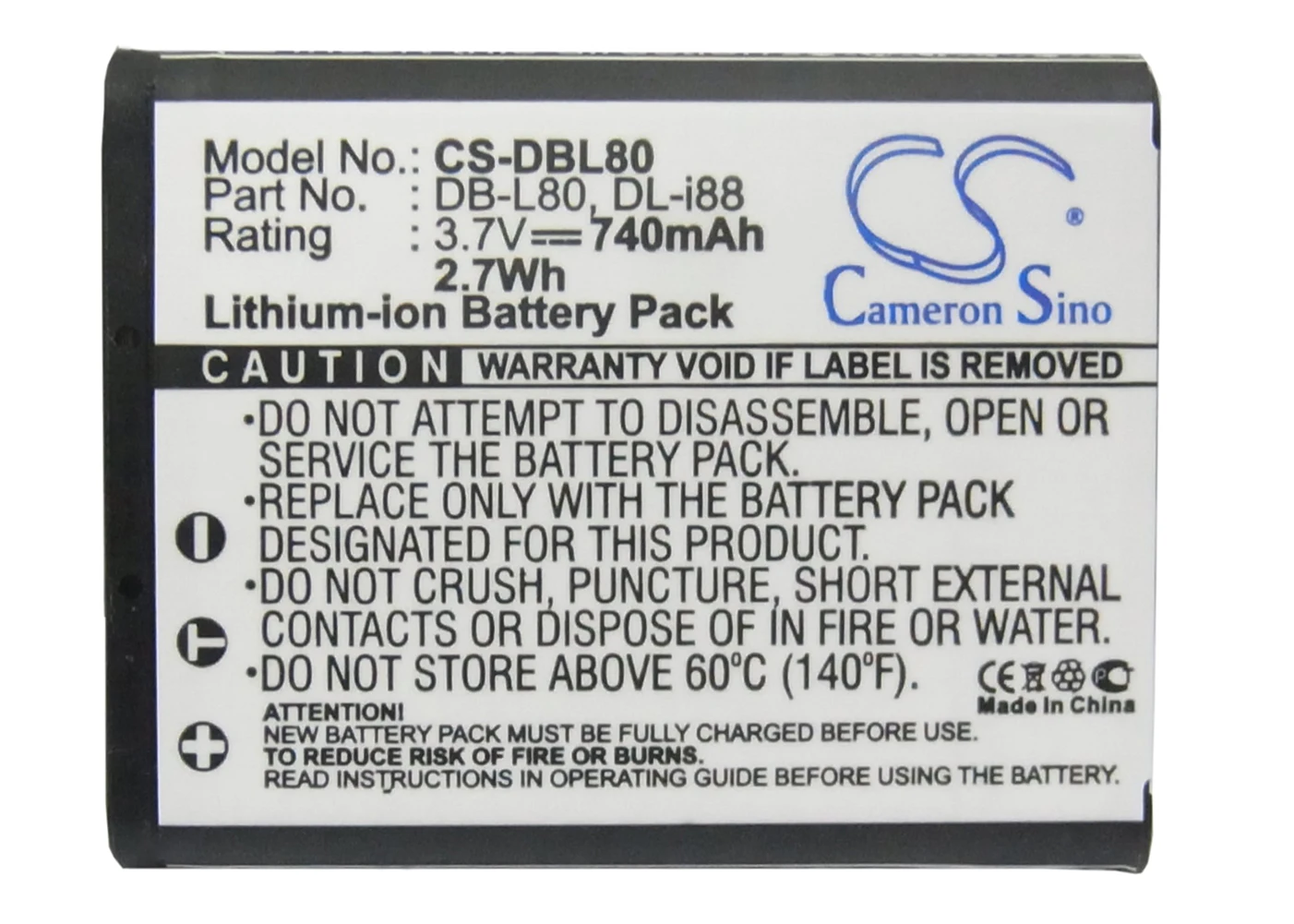 

Cameron Sino 740mA Battery for Sanyo Xacti DMX-CG110K,Xacti DMX-CG110R,Xacti DMX-CG11D,Xacti DMX-CG11G,Xacti VPC-CS1EX-B