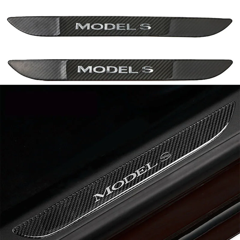 Threshold Strip for Tesla Model S 2012-2022 Real Carbon Fiber Door Sill Strip Protector Stickers Welcome Pedal Decoration 2PCS