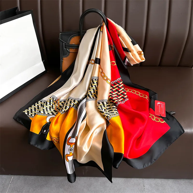 Элегантный Женский Мягкий Шарф Большого Размера 180*90 См BANDANA Шелковая Шаль С