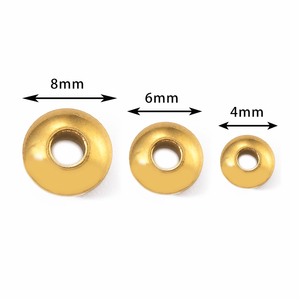 20-50pcs 4mm 6mm 8mm Stainless Steel Round Flat Rondelle Spacer Beads DIY Charms Abacus Bead for Jewelry Materials Accessories