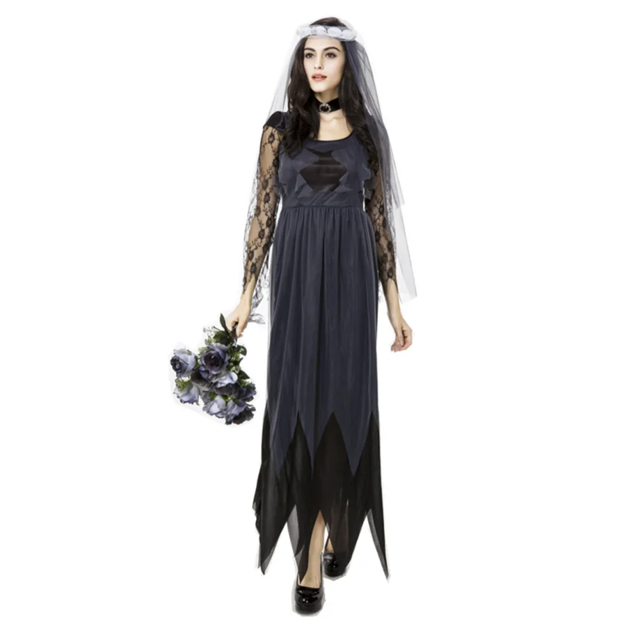

Костюм для косплея на Хэллоуин, Диабло Вокалоид, призрак, невеста, Черный ангел, ведьма, длинная юбка, костюм вампира, вечернее платье большо...