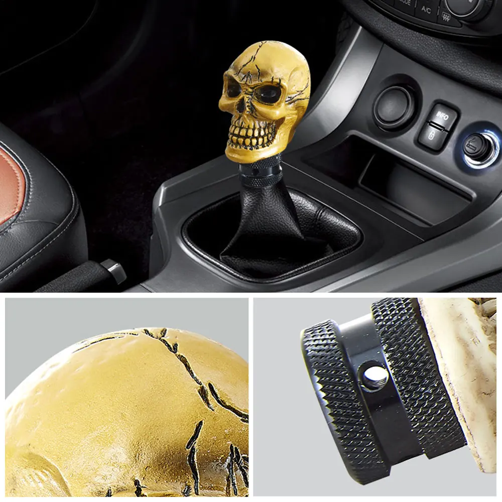 

Universal Skull Shape Car Gear Shift Knob Head Auto Gearbox Shifter Lever Change Stick Handle Cover Gearshift Halloween Gift