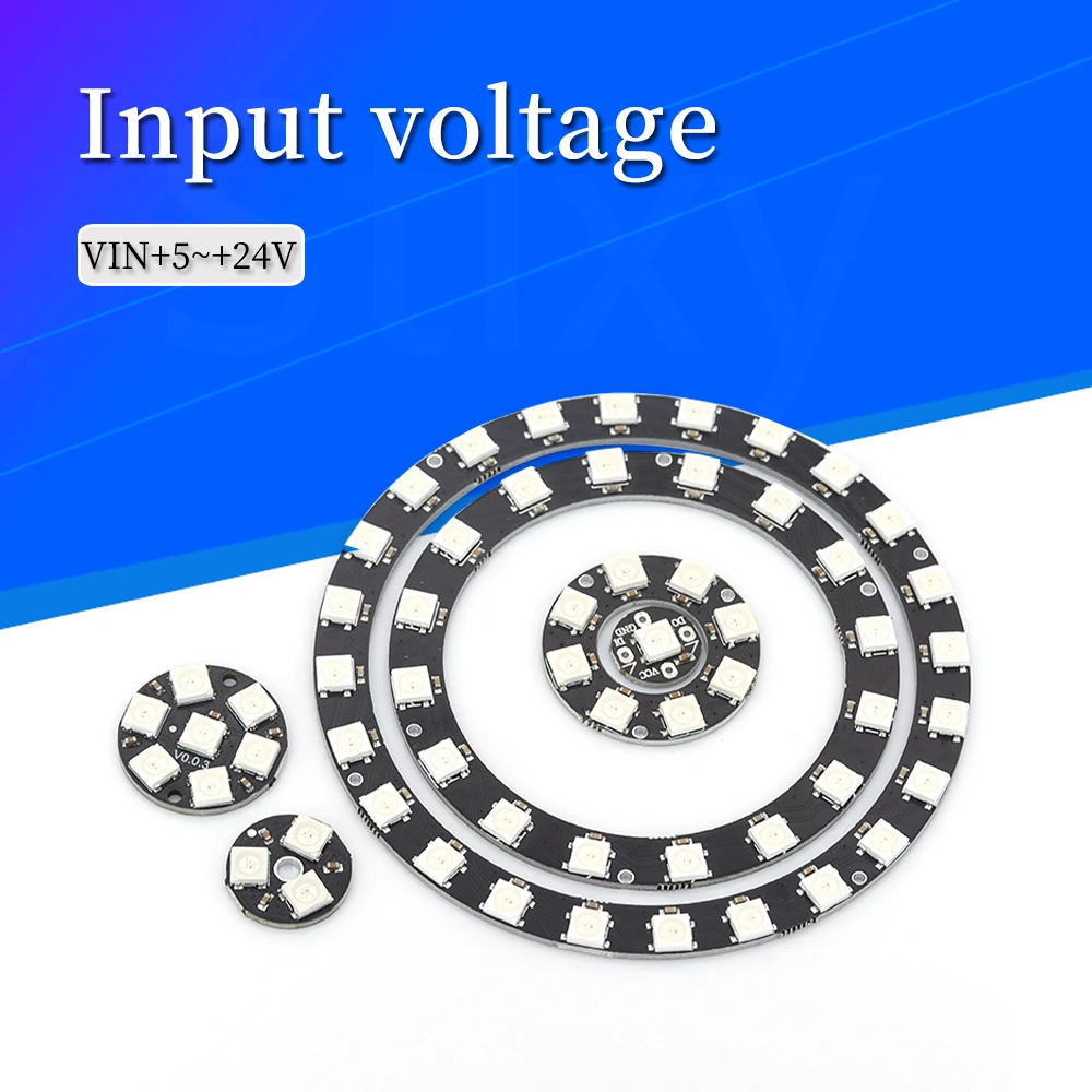 5 В 1 бит 3 4 7 8 9 12 16 24 32 64 WS2812 5050 RGB светодиодная кольцевая лампа + встроенные драйверы