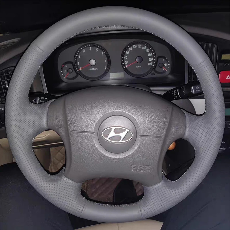 Прошитый вручную нескользящий серый чехол из натуральной кожи для Hyundai Elantra Tiburon