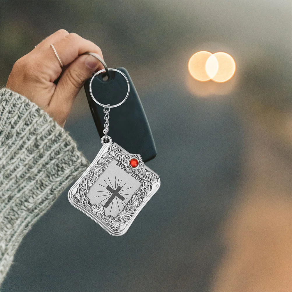 

4 Pcs Little Book Kids Purse Keychain Creative Keyring Bag Hanging Ornament Mini Bible Pendant Metal Button Child
