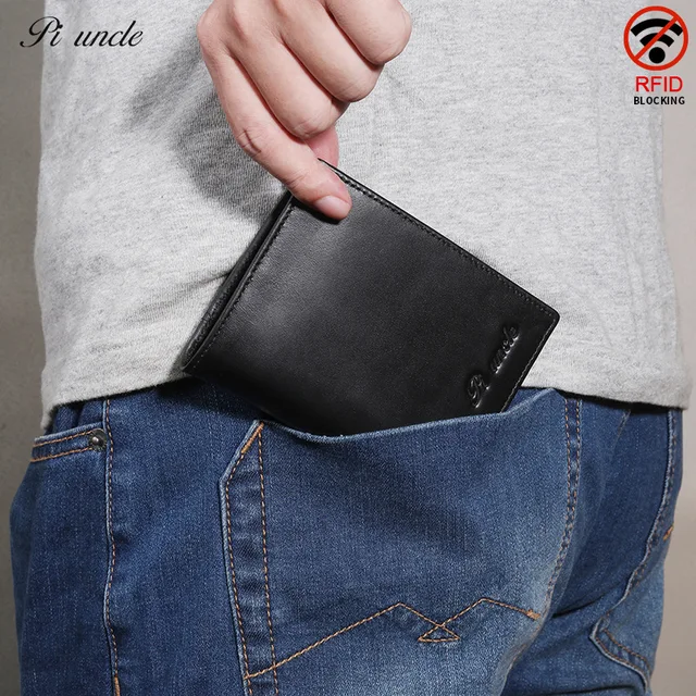 Mens RFID Blocking Wallet Genuine Leather Card Holder for Men Fashion Business Travel Money Bag Purse Vintage Cowhide 4
