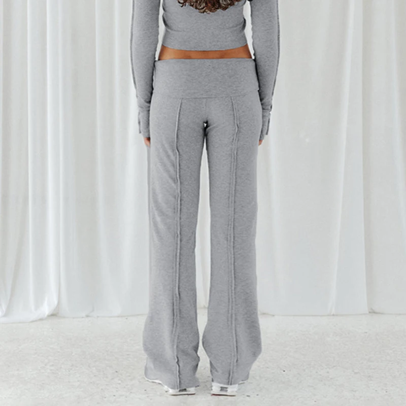 CIBBAR Однотонные Леггинсы Повседневная Уличная Одежда Y2K Женские Брюки Для Фитнеса