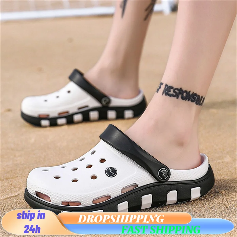 Men/Women Breathable Slippers Outdoor Clogs Thick Sole Beach Sandals Woman EVA Non-slip Home Garden Hole Shoes Couple Slides