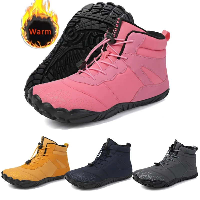 

Мужские ботинки большого размера, повседневная обувь для снега босиком, зима 2023, уличная рабочая обувь, женские теплые меховые мужские ботильоны, мужские зимние ботинки