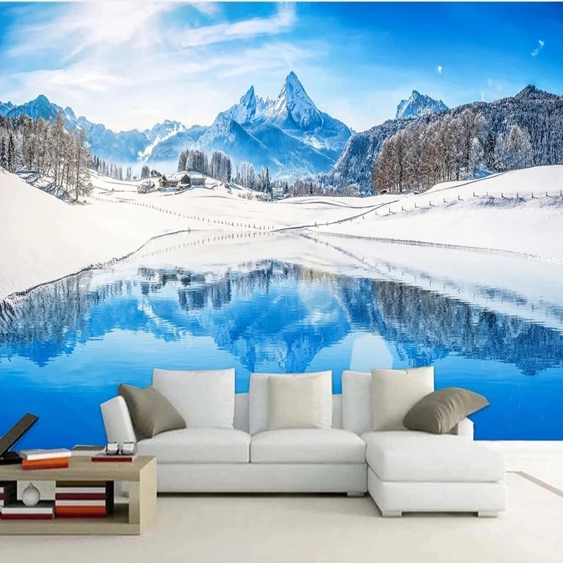 

Синяя Красивая Снежная гора пейзаж Фото Фреска гостиная ТВ диван кабинет фон обои для стен 3 D Papel De Parede