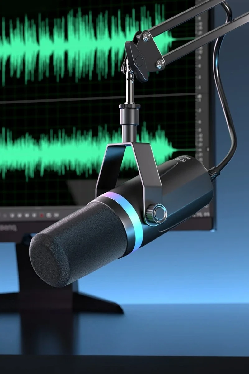Фото Динамический микрофон S3000 USB/XLR с разъемом для наушников/RGB/функцией отключения звука для микшера, ПК, игр, записи, стриминга, PS5/4, AmpliGame №5
