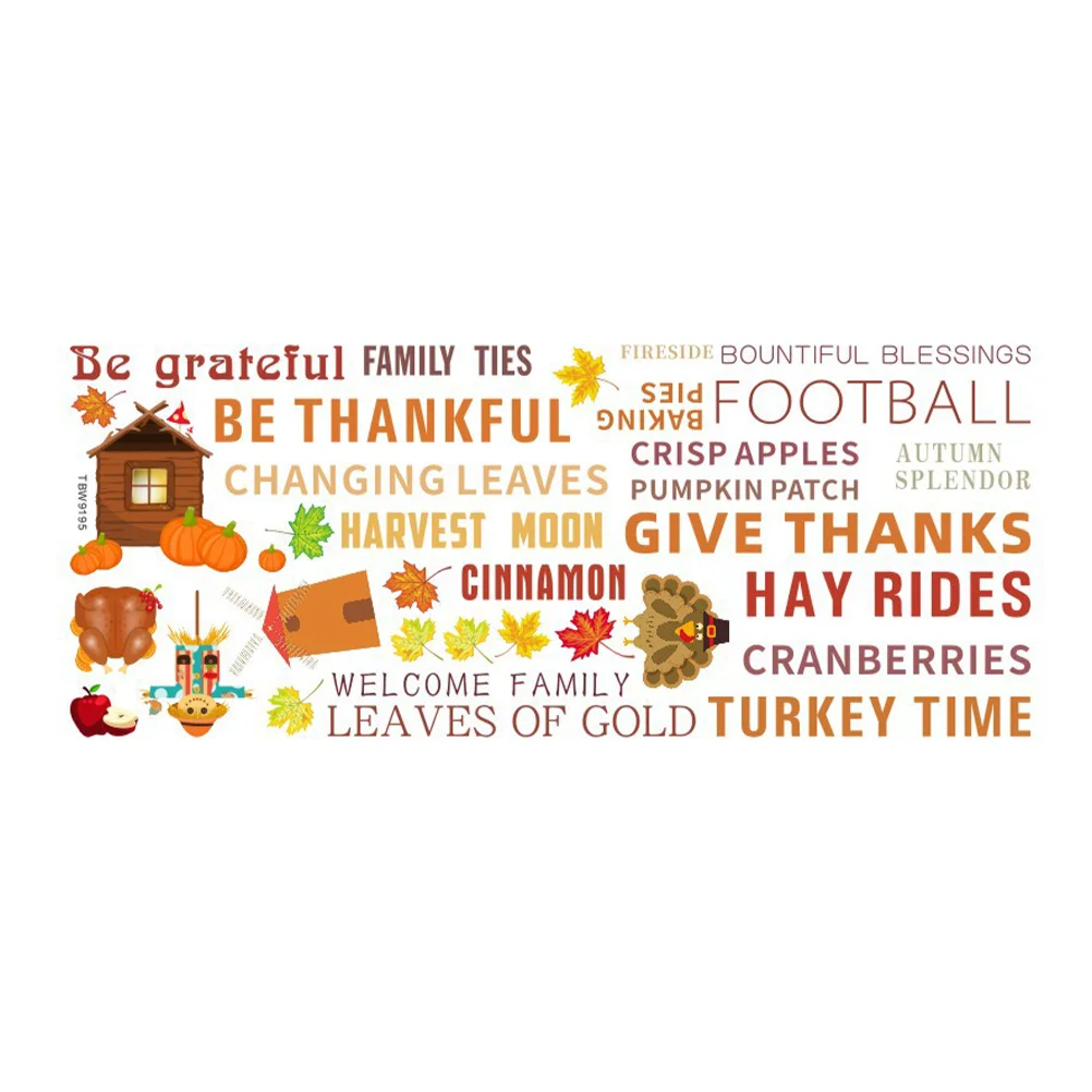 

Sticker Thanksgiving Autumn Wall Window Decals Static Festival Decal Holiday Stickers Pattern Letter Refrigerator Decorative